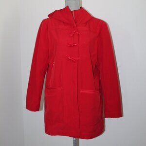 Lululemon Red Hooded Trench Coat Rain Jacket Toggle Fleece Lined 12 10 M